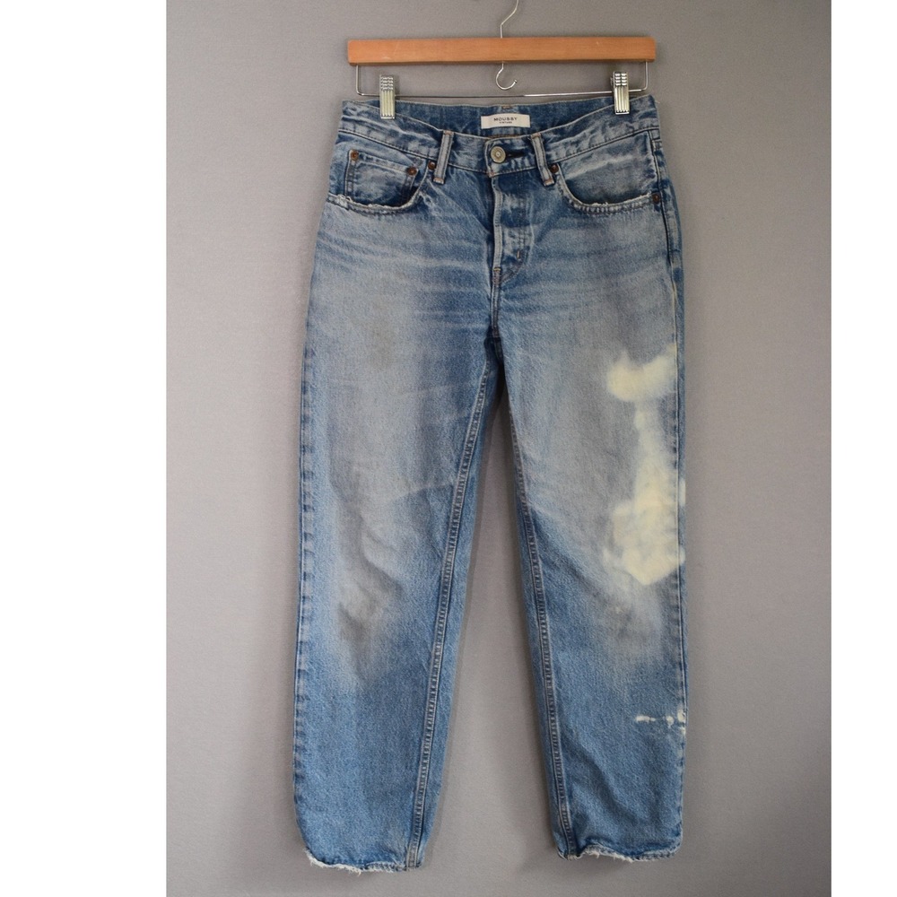 Moussy Vintage Jeans 25 Light Blue Bleach Distressed Womens Straight Denim Japan